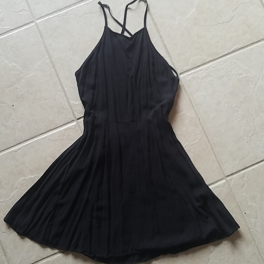 Black cross cross open back dress